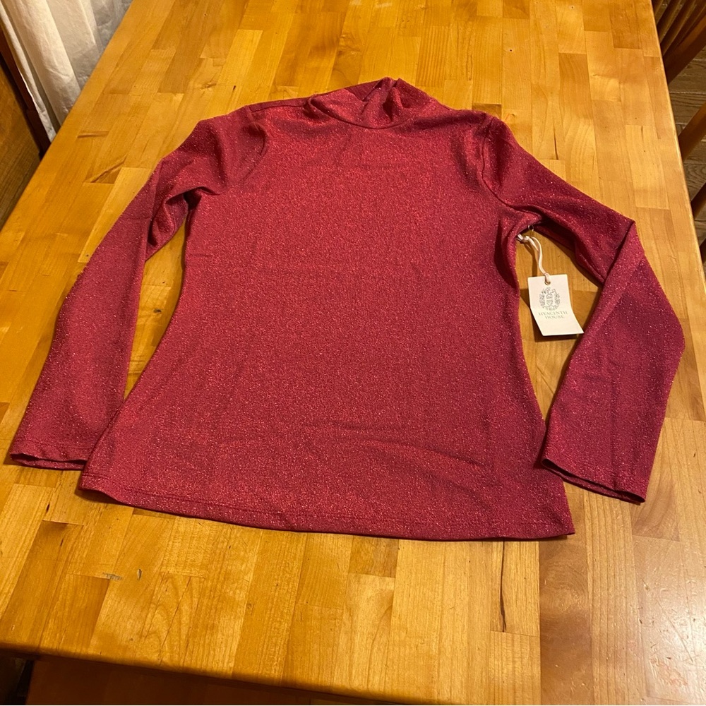 Hyacinth House pink metallic Long Sleeve mock neck Top size xl